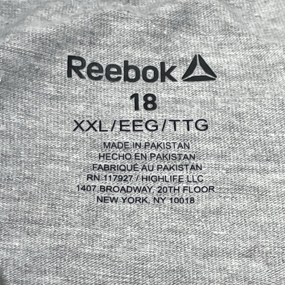 NEW Reebok Athletic T-Shirt Gray Youth Boys Size‎ XXL 18 NWT Logo Short Sleeve - Picture 6 of 9